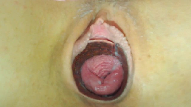 Close-up of open cunt, showing cervix
