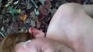 Thick cum facial in woods