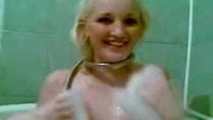 Horny blonde in the bathroom