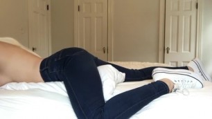 PILLOW HUMPING IN HER JEANS - TINYTIFFANY