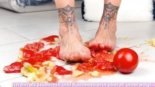 German Food Feet Crunch Fetisch porn with sexy student teen